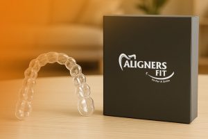 Invisalign treatment timeline showing progress and smile transformation.